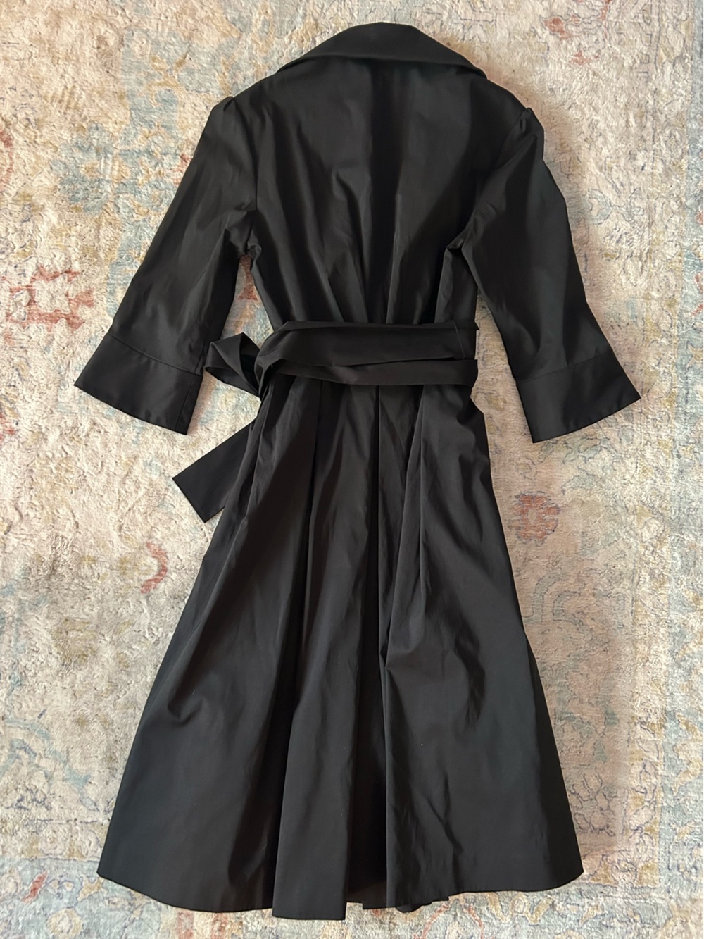Donna Ricco Macy’s Black Midi Shirt Dress with Bow Waist - Picture 7 of 8